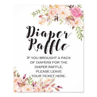 Boho floral Diaper Raffle Baby Shower Sign