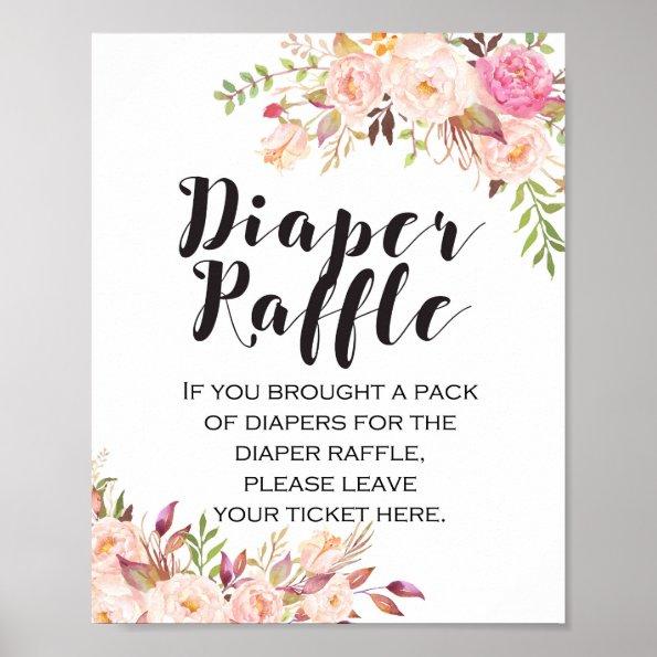 Boho floral Diaper Raffle Baby Shower Sign