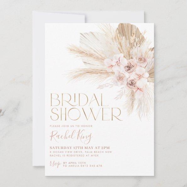 Boho Floral Dried Flowers Bridal Shower Invitations