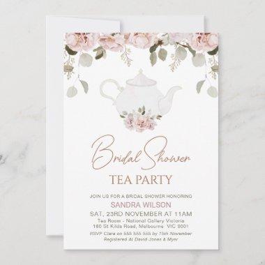 Boho Floral Eucalyptus Tea Party Bridal Shower Invitations