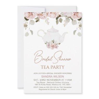 Boho Floral Eucalyptus Tea Party Bridal Shower Invitations