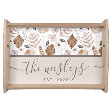 Boho Floral Family Name Serving Tray