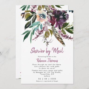 boho floral feather shower by mail bridal shower Invitations