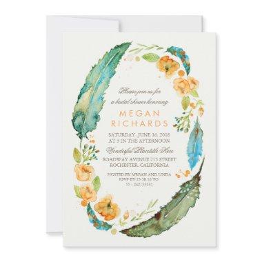 Boho Floral Feathers Vintage