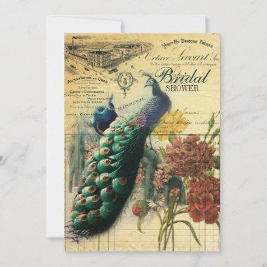 boho floral french country modern vintage peacock Invitations