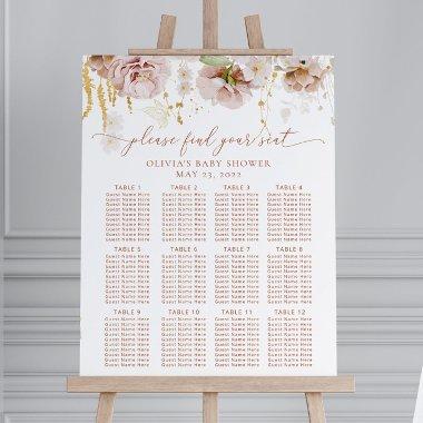 Boho floral garden seating chart foam board