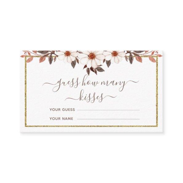 Boho Floral Gold Frame How Many Kisses Bridal Game Enclosure