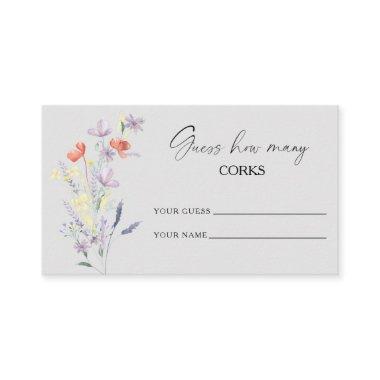 Boho Floral guess how many corks bridal game Enclosure Invitations