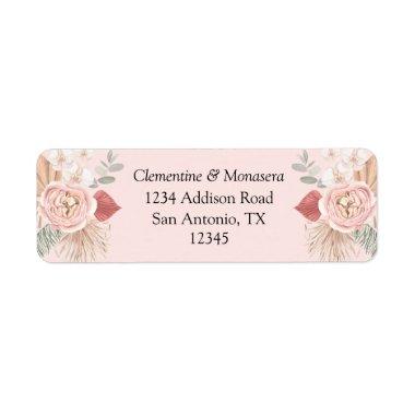 Boho Floral Heart Pink Label