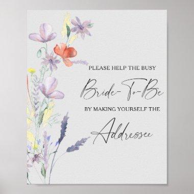 Boho Floral help the busy bride Address Poster