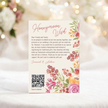 Boho Floral Honeymoon Fund QR Code  Enclosure