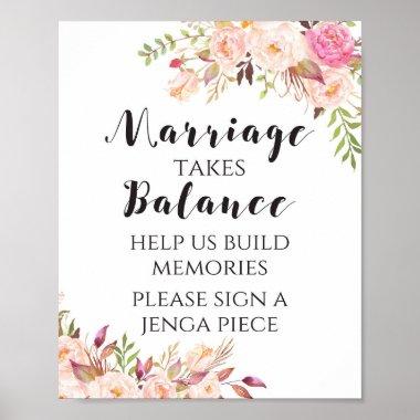 Boho floral Marriage takes balance Sign