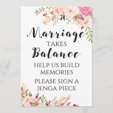 Boho floral Marriage takes balance Sign " Invitations