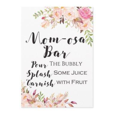 Boho floral Mom-osa bar baby shower Sign "