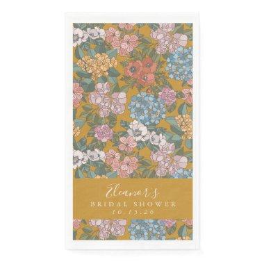 Boho Floral Mustard Yellow Custom  Paper Guest Towels
