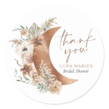 Boho Floral Over the Moon Thank you Classic Round Sticker