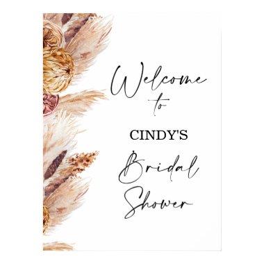 Boho Floral Pampas Bridal Shower Welcome Sign