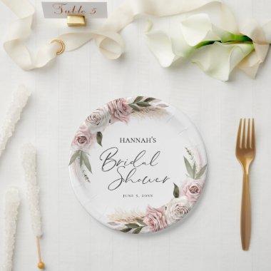 Boho Floral Pampas Grass  Welcome Paper Plates