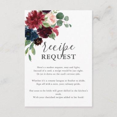 Boho Floral Recipe Request Bridal Shower Enclosure Invitations