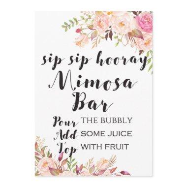 Boho floral sip sip hooray mimosa bar Sign " Invitations