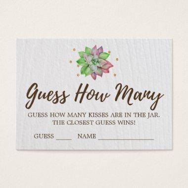 Boho Floral Succulent Guess How Many Kisses Invitations