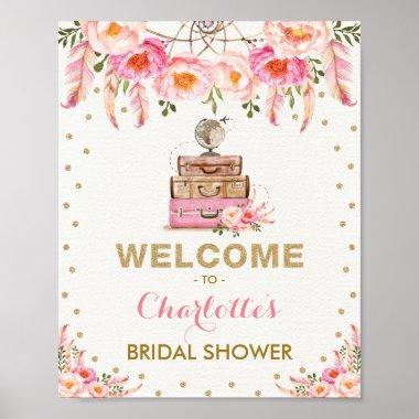 Boho Floral Travel Bridal Shower Chic Miss to Mrs Poster