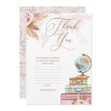 Boho Floral Traveling Bridal Shower Thank You Invitations