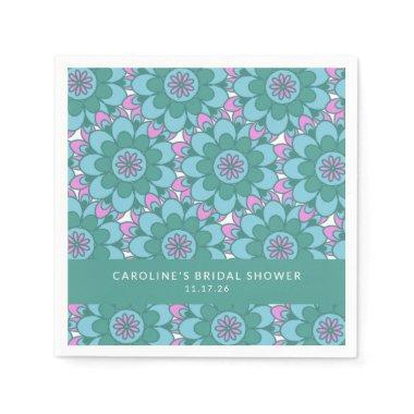 Boho Flower Groovy Green  Custom Napkins