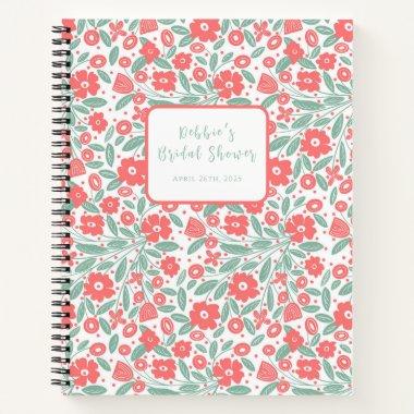 Boho Flower Pattern Bridal Shower Notebook