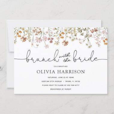 Boho Flowers Brunch with the Bride Shower Invitations