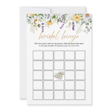 Boho Flowers Dragonfly Bridal Shower Bingo DIGITAL Invitations