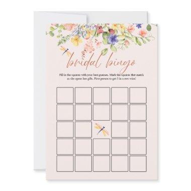 Boho Flowers Dragonfly Bridal Shower Bingo DIGITAL Invitations