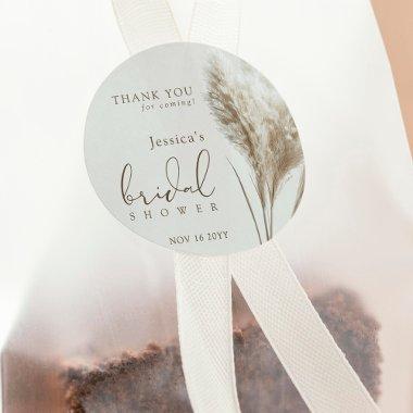 Boho Fluffy Pampas Grass  Thank You Classic Round Sticker