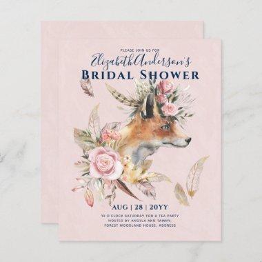 Boho FOX Bridal Shower Woodland Feathers Floral