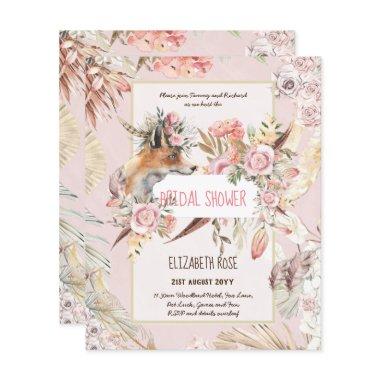 Boho FOX Bridal Shower Woodland Feathers Floral