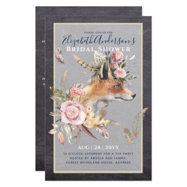 Boho FOX Bridal Shower Woodland Feathers Floral