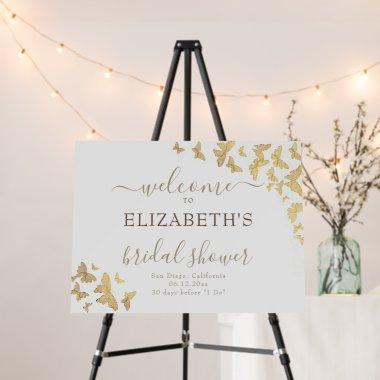 Boho Gold Butterfly Bridal Shower Welcome Foam Board