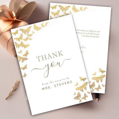 Boho Gold Butterfly Chic Bridal Shower Thank You