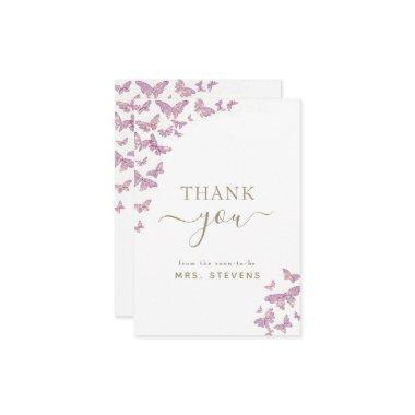 Boho Gold Purple Butterfly  Thank You