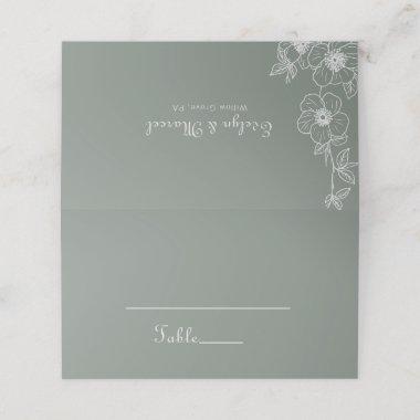 Boho Green Destination Floral Wedding Place Invitations