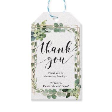 Boho Green succulent floral gold Bridal Shower Gift Tags