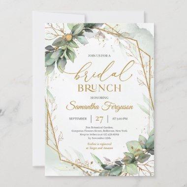 Boho greenery eucalyptus foliage Bridal brunch Invitations