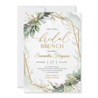 Boho greenery eucalyptus foliage Bridal brunch Invitations