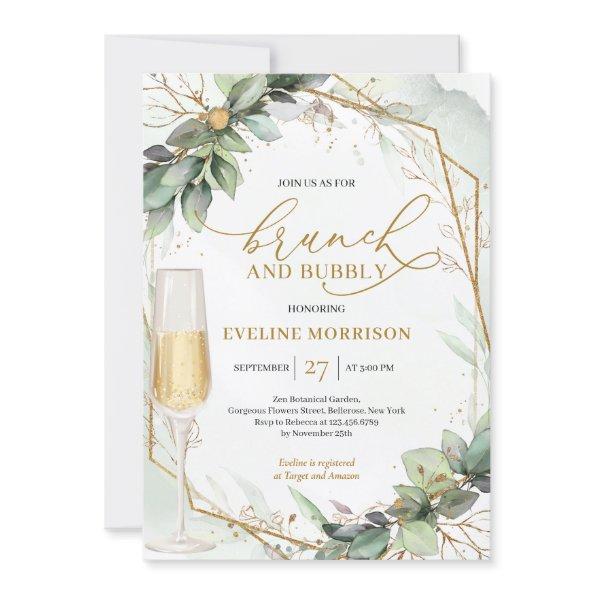 Boho greenery eucalyptus & gold brunch and bubbly