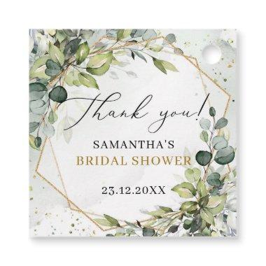 Boho greenery eucalyptus gold frame  Favor Tags