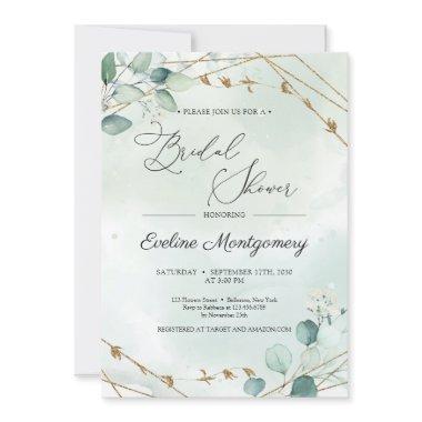 Boho Greenery Folaige Faux Gold Geometric Bridal