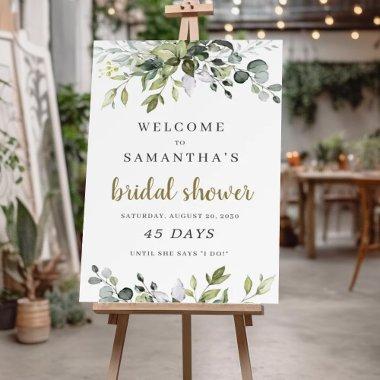 Boho Greenery foliage  countdown sign