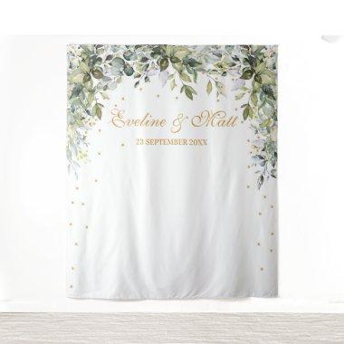 Boho greenery foliage eucalyptus leaves wedding tapestry