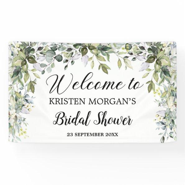 Boho greenery foliage leaves floral Bridal Shower Banner
