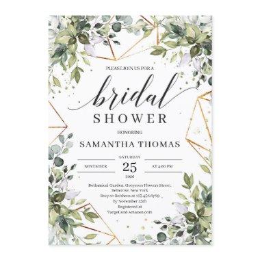 Boho greenery foliage leaves gold frame bridal